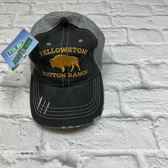 Yellowstone Trucker Hat Mesh Back Dutton Ranch Embroidered Buffalo Adjustable - Picture 3 of 7